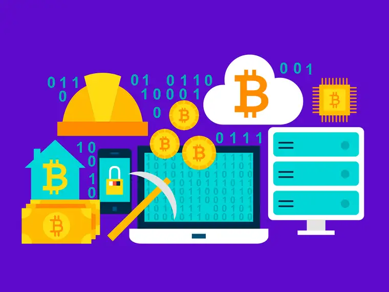 Illustration of digital assets, servers and financial infrastructure